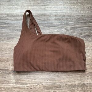 Brown One-Shoulder Ribbed Lululemon sports bra!